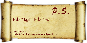 Pétyi Sára névjegykártya